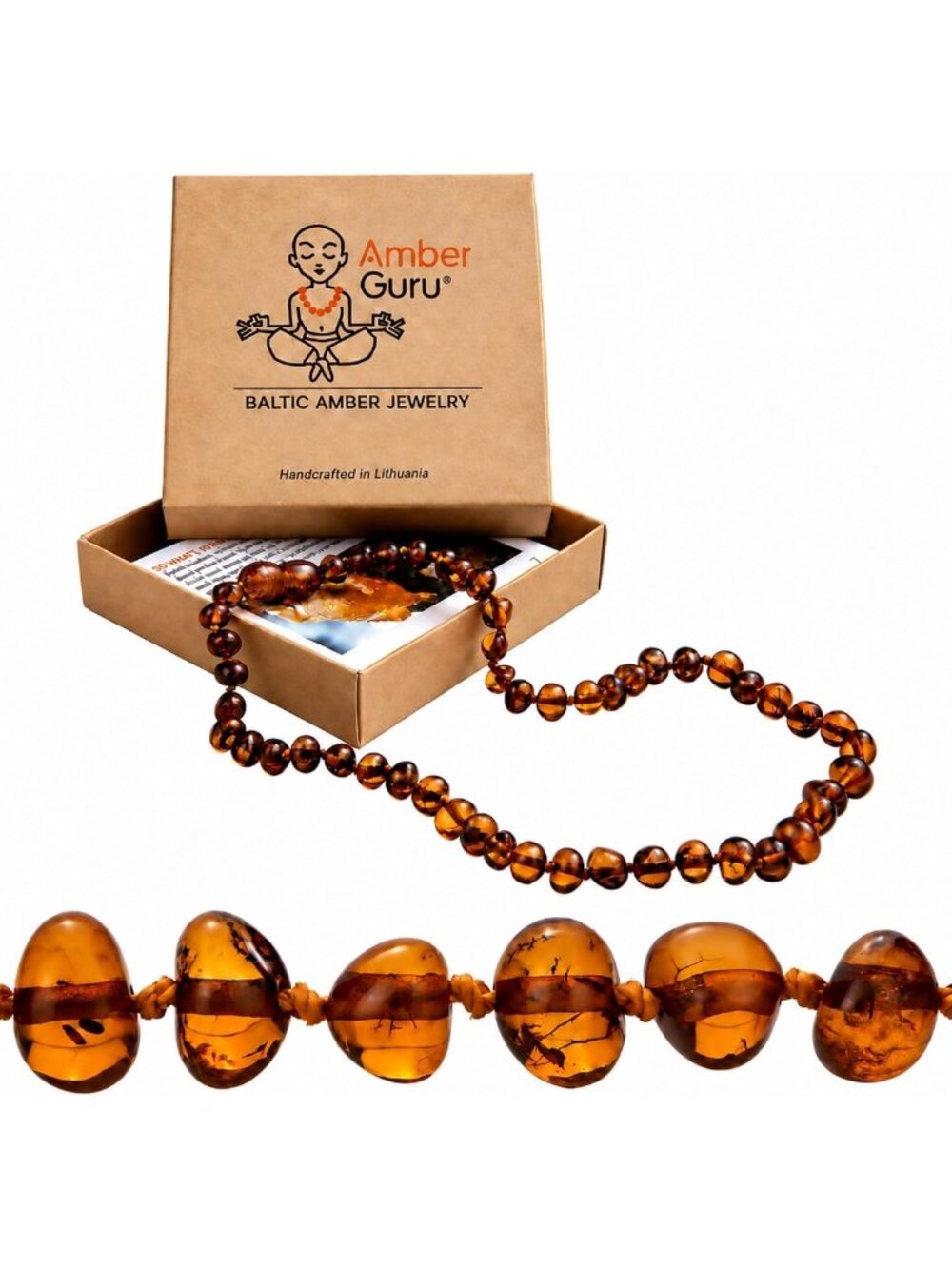Authentic Baltic Amber Necklace - 12.5" Unisex Jewelry, Polished Beads, Handmade